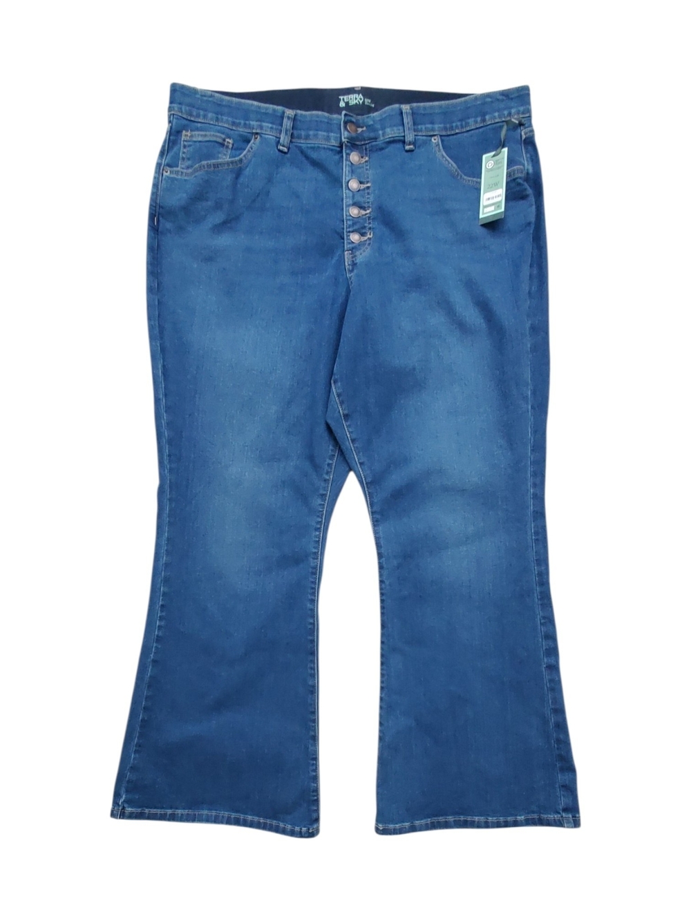 Terra & Sky Women's Blue Button-Fly Flare Jeans